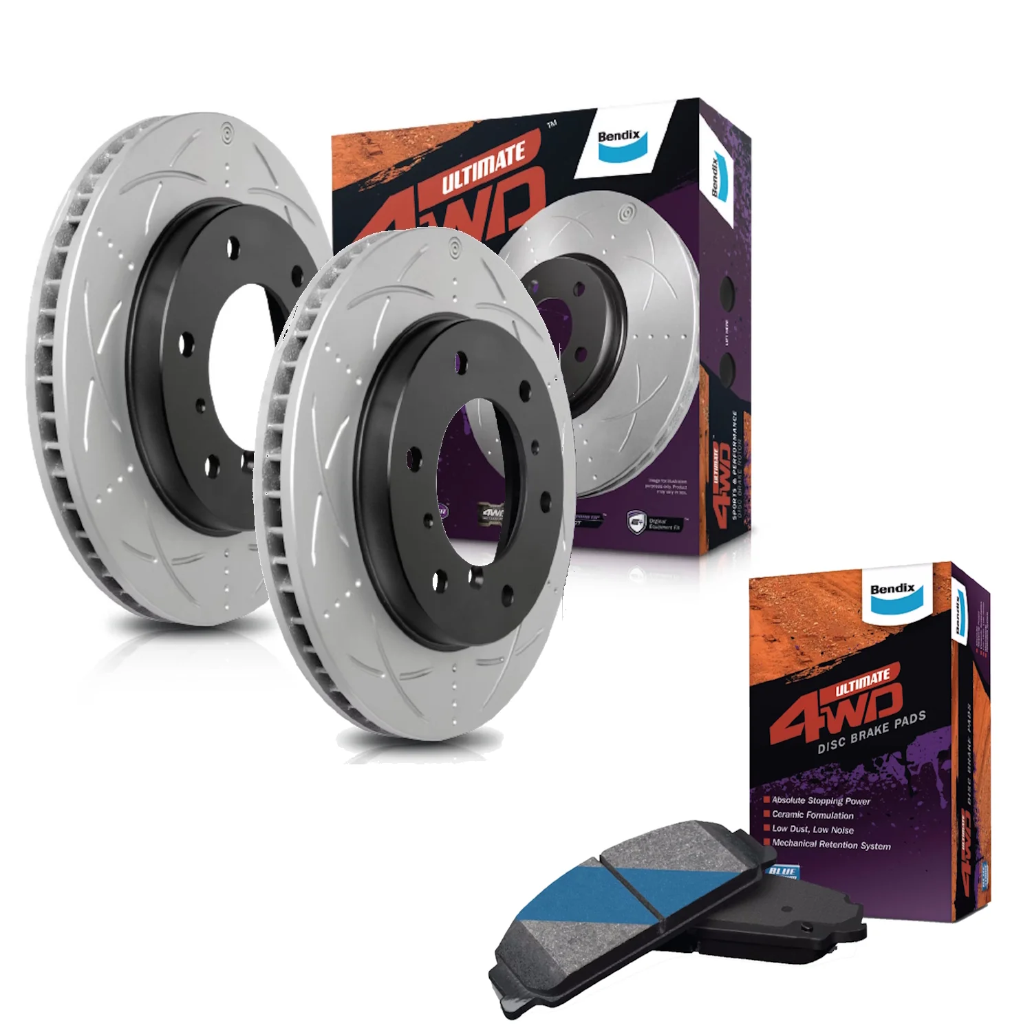 Bendix ULT4WD Front Brake Pads+Rotors for Toyota LandCruiser VDJ200 Tundra USK56